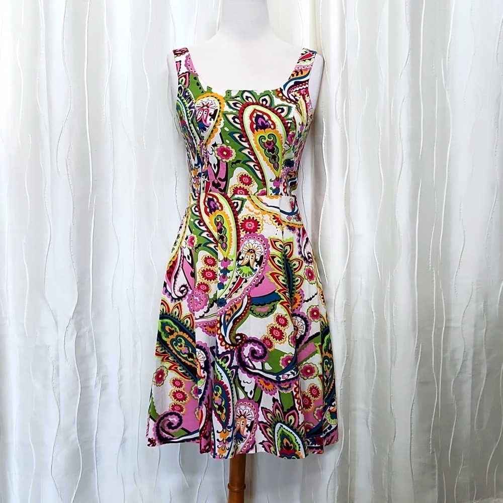 Sweet Paisley Fit & Flare Sleeveless Dress